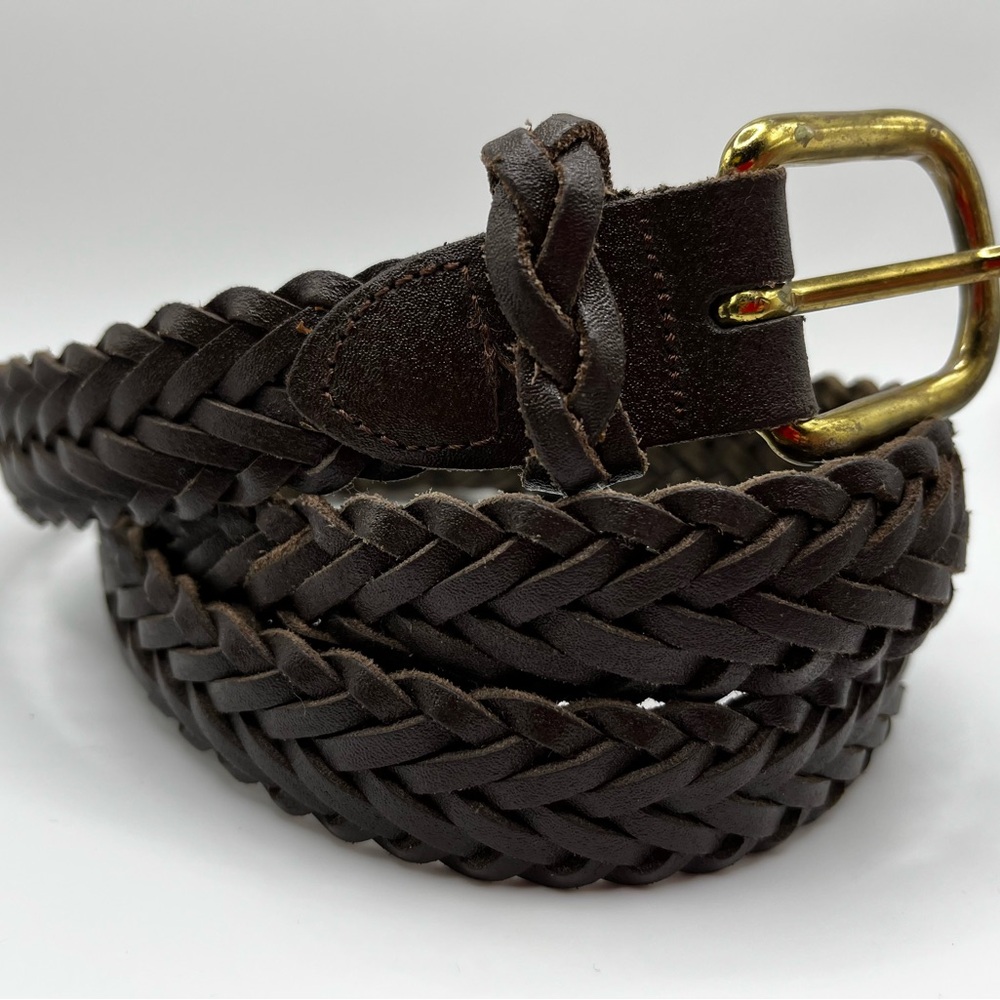 Capezlo vintage ML woven braided dark brown leather belt women boho western #5